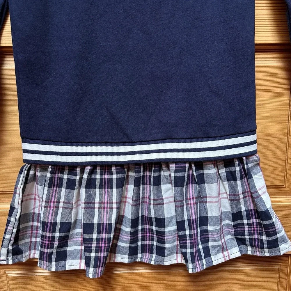 NEW Childrens Place Preppy School Dress Girls 7/8 Navy Blue Plaid Casual Skater
